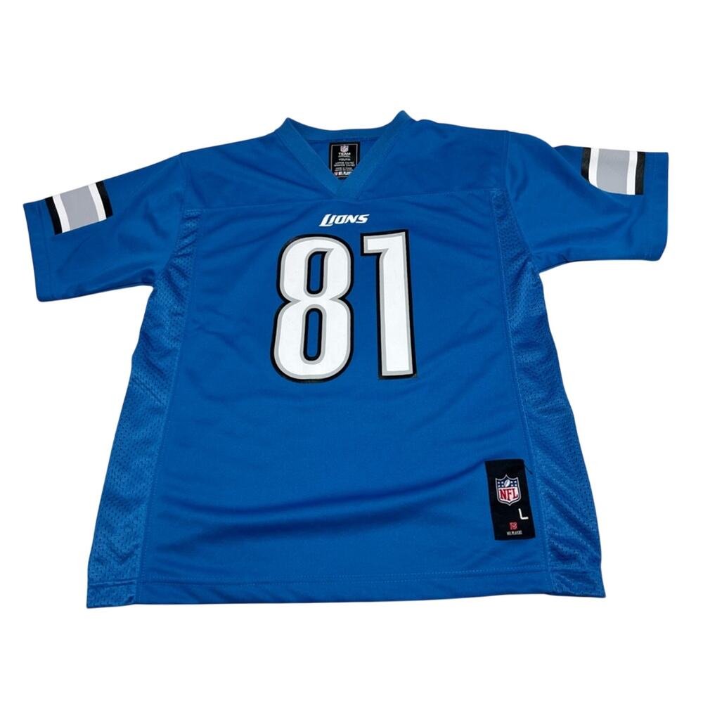 New Rare 2012 Youth Blue Detroit Lions Calvin Johnson NFL Game Jersey LARGE